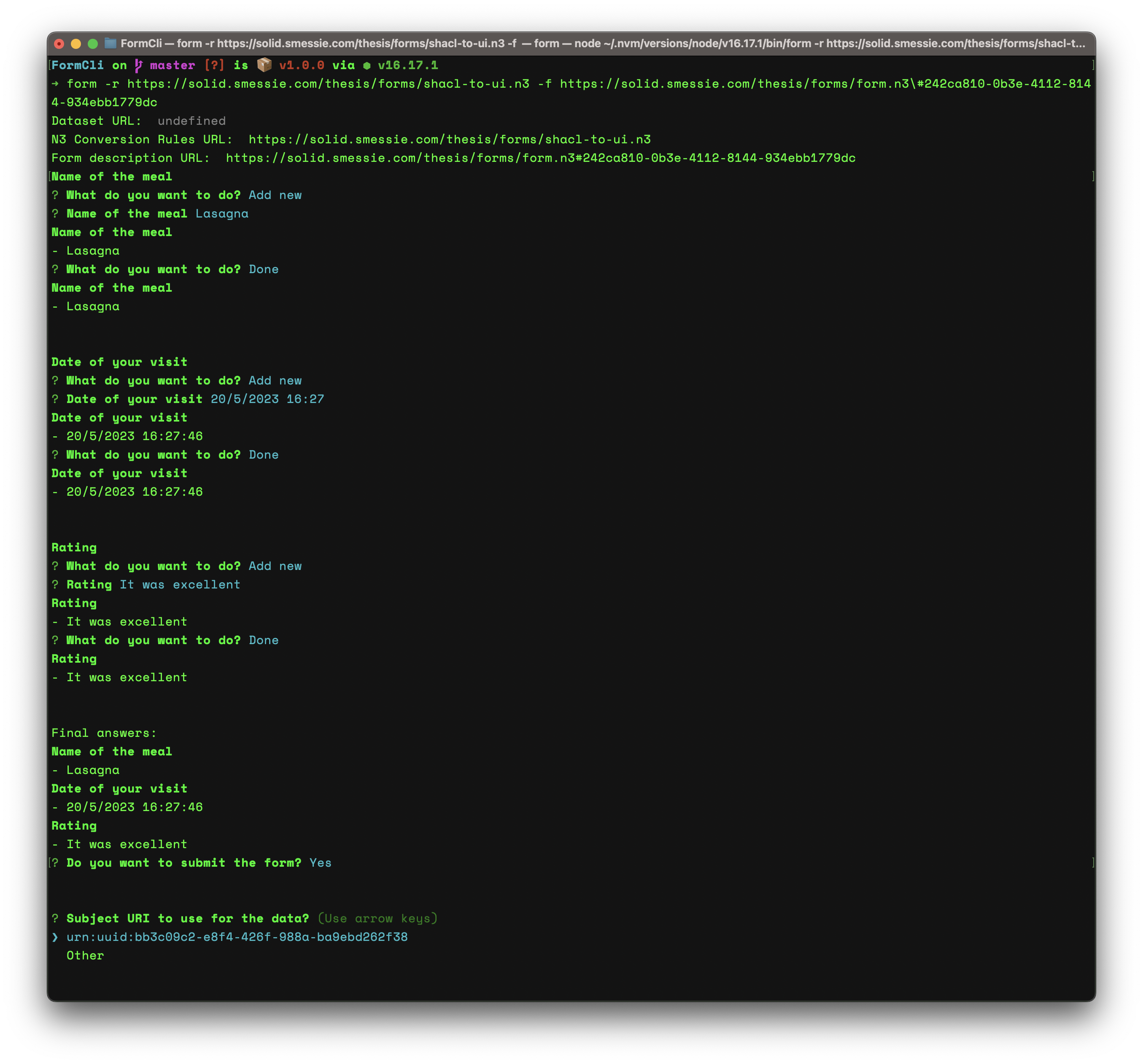 [Screenshot of FormCli application]