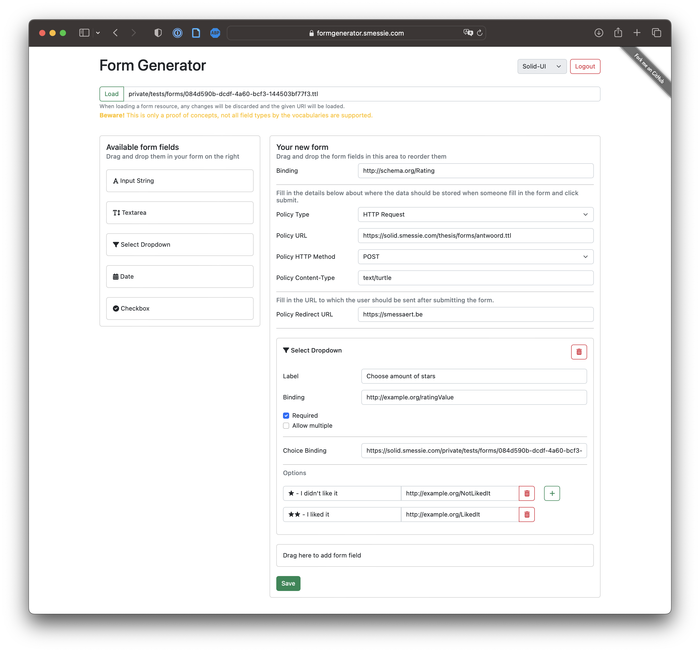 [Screenshot of FormGenerator application]